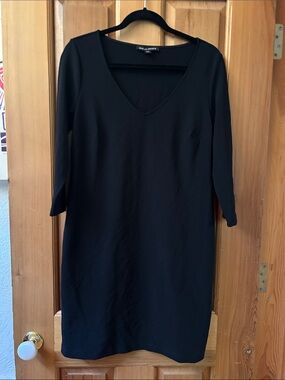Boston Proper Black V-Neck Long Sleeve Dress